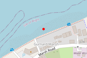 Map showing Gurnard Marsh Beach (Cowes)