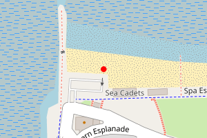 Map showing West Beach Herne Bay