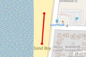A map showing the Sand Bay beach stretch plotted on it